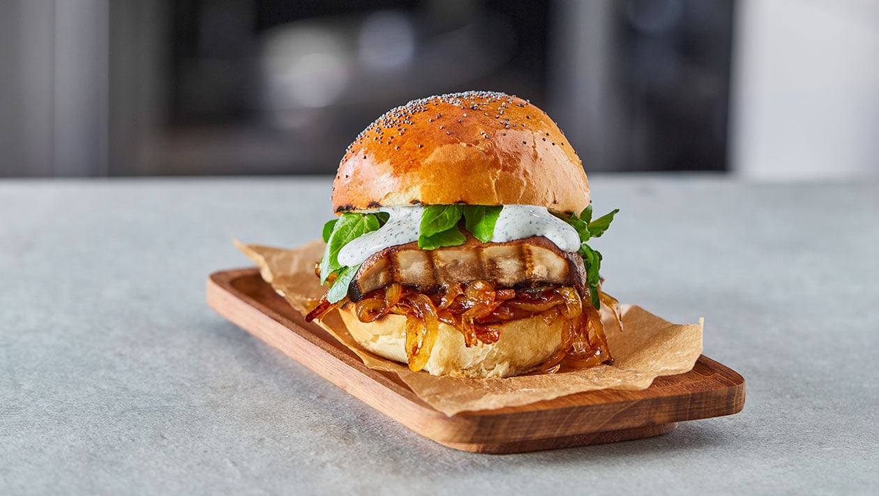 Burger με Ψητά Μανιτάρια & Dressing Τρούφας – - συνταγή Burger με Ψητά Μανιτάρια & Dressing Τρούφας – - συνταγή