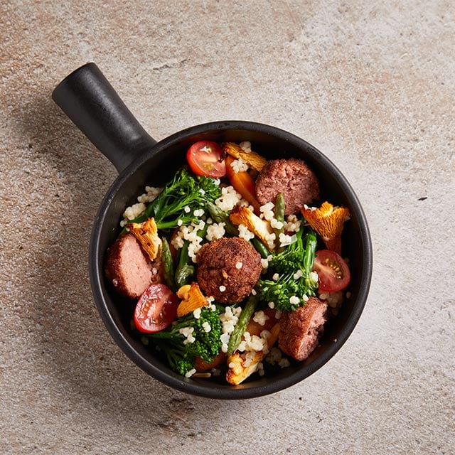 Κεφτεδάκια με Broccolini και Τραγανό Πλιγούρι