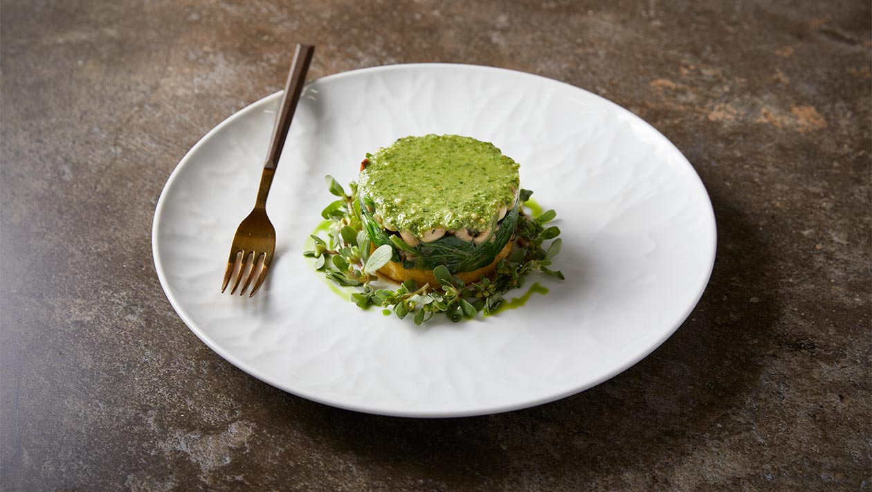 Πολέντα με Baby Σπανάκι, Μαυρομάτικα Φασόλια και Pesto Kale – - συνταγή