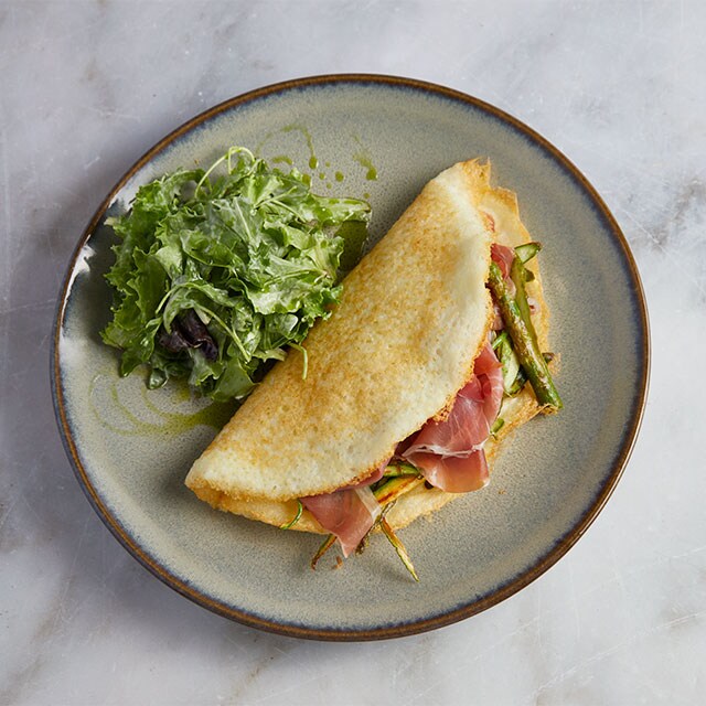 Ομελέτα Σουφλέ με Σπαράγγια και Προσούτο