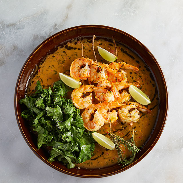 Γαρίδες Ψητές Σουβλάκι σε Δεντρολίβανο