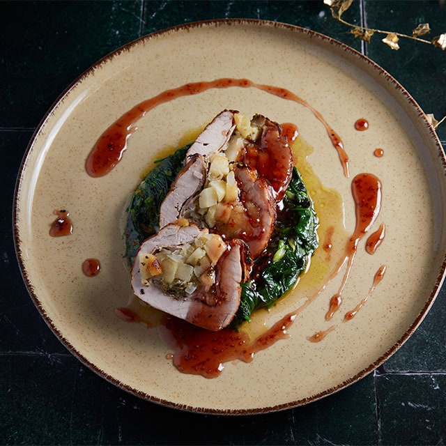 Γεμιστό Ψαρονέφρι με Προσούτο, Μήλο και Φασκόμηλο