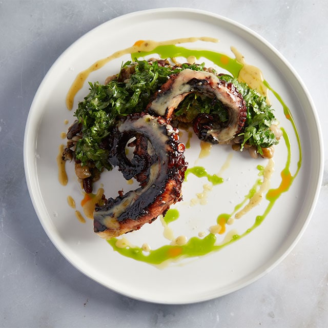 Μελωμένο Χταπόδι με σαλάτα Verde Μελωμένο Χταπόδι με σαλάτα Verde