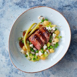 Πάπια γλασαρισμένη με μέλι, λεβάντα και κρέμα καλαμποκιού