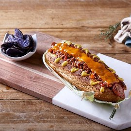 Hot Dog με Μοσχαρίσιο κιμά και Λιωμένο Τσένταρ Hot Dog με Μοσχαρίσιο κιμά και Λιωμένο Τσένταρ