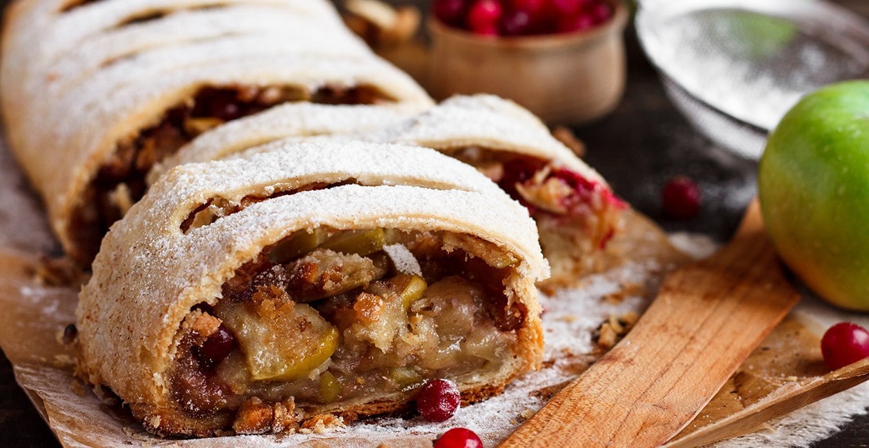 Strudel με μήλο, καρύδια και Cranberries – - συνταγή