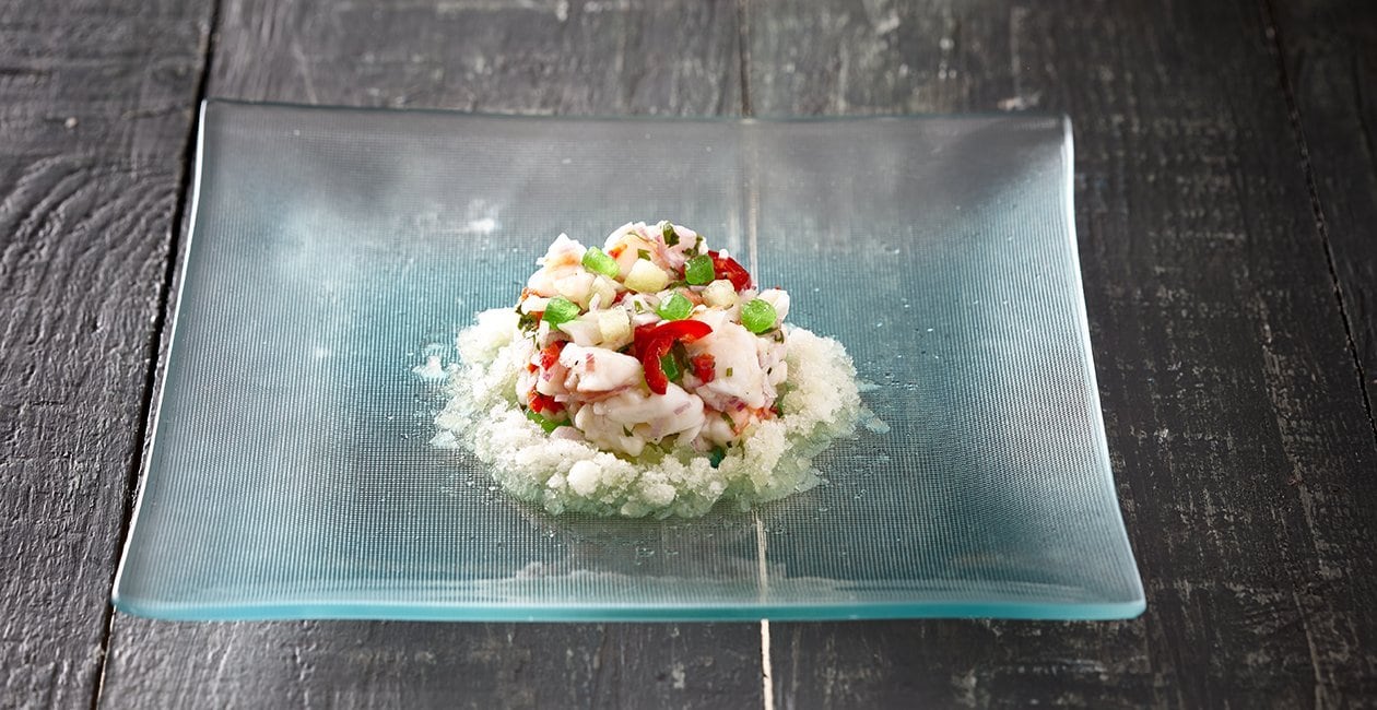 Γαρίδες Ceviche Αρωματισμένες με Πεπόνι και Γρανίτα από Πεπόνι – - συνταγή