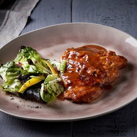 Κοτόπουλο Piccata με χυμό mango Κοτόπουλο Piccata με χυμό mango