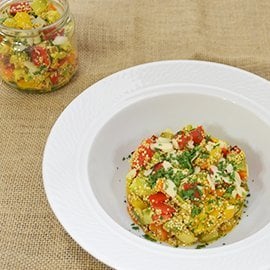 Ψητά λαχανικά με Κινόα αρωματισμένα με Vinaigrette Βασιλικού