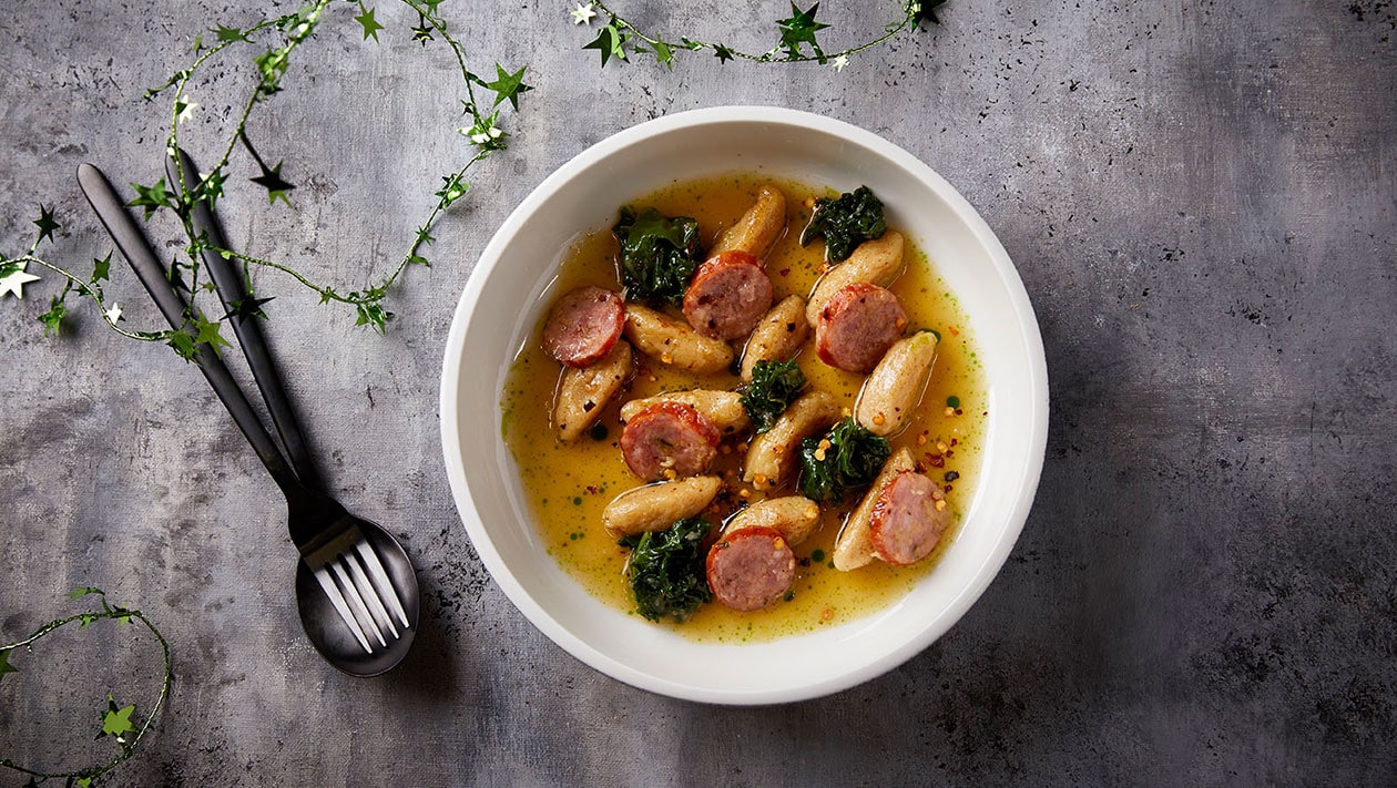 Gnocchi με Καπνιστό Λουκάνικο και Kale – - συνταγή